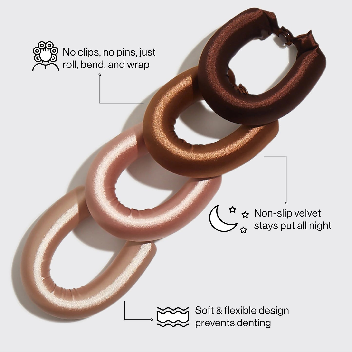 Rosewood Heatless Curling Rods Jumbo 4pc set